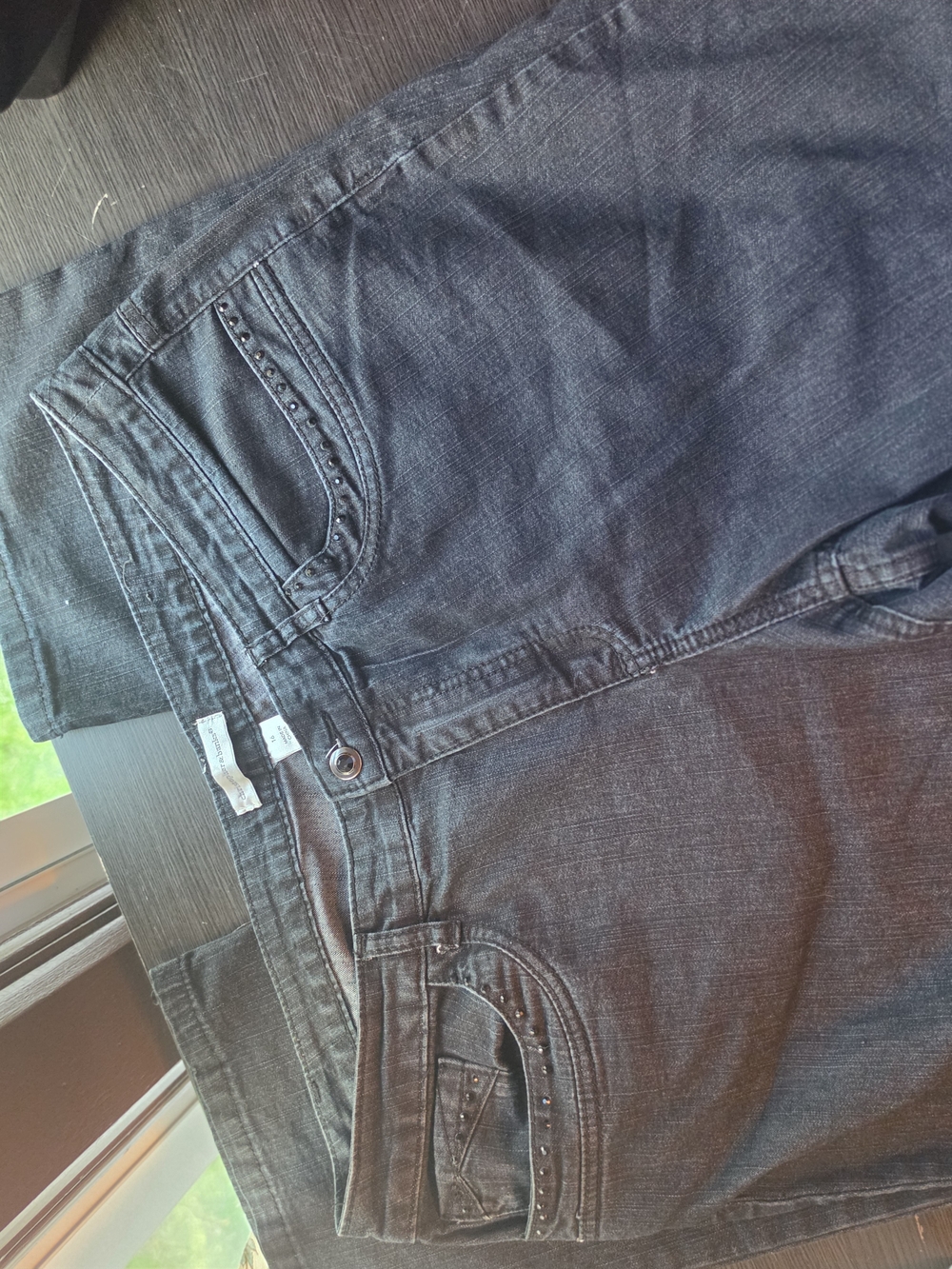 Christopher & Banks Black Skinny Jeans with Studded Pocket Trim